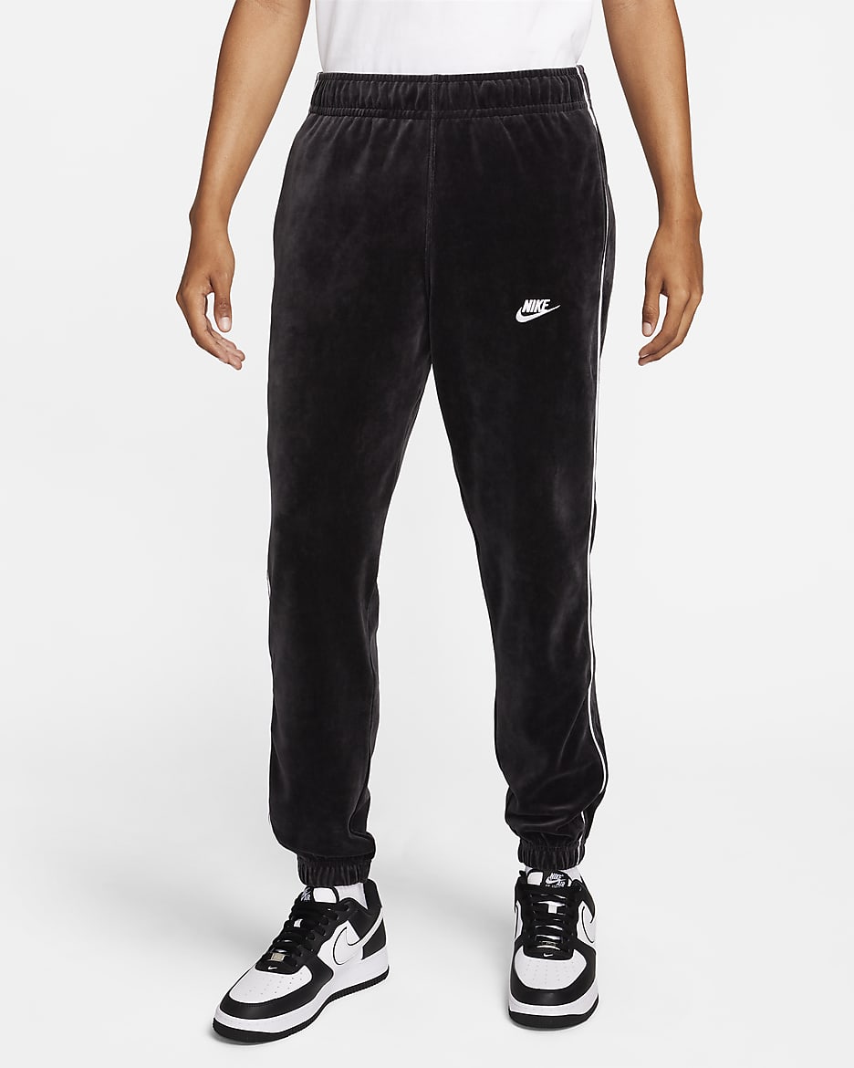 Nike black velour tracksuit on sale